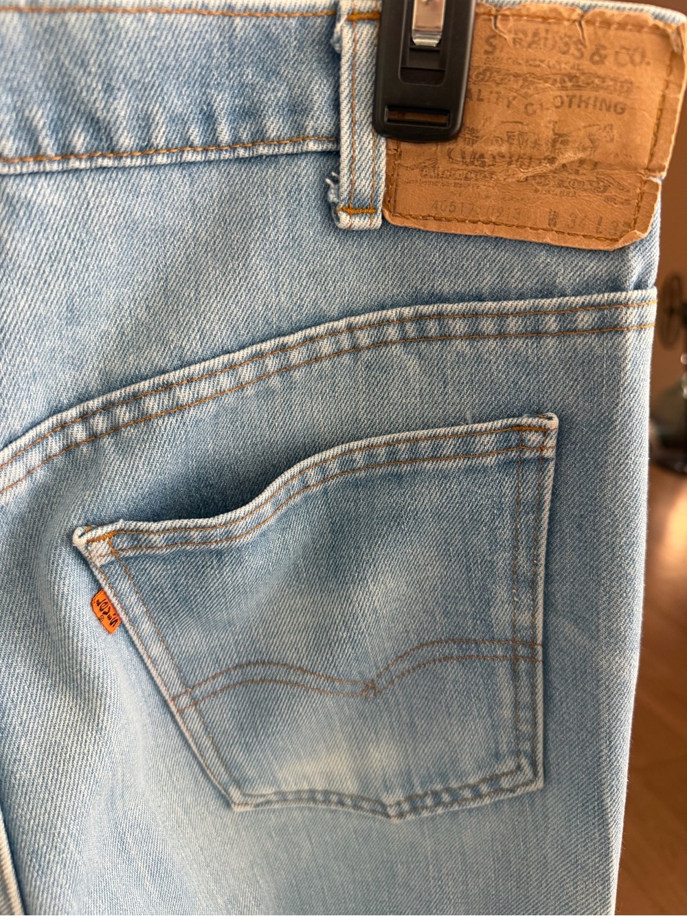 Levi's Vintage Brown Leather Tag, Light Blue Relaxed Jeans